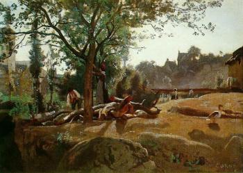 讓 巴蒂斯特 卡米耶 柯羅 Peasants under the Trees at Dawn, Morvan